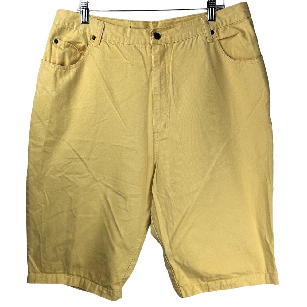 Vintage Seruchi Jeans Women Plus Sz 22 Yellow Bermuda Dress Walking Jean Shorts